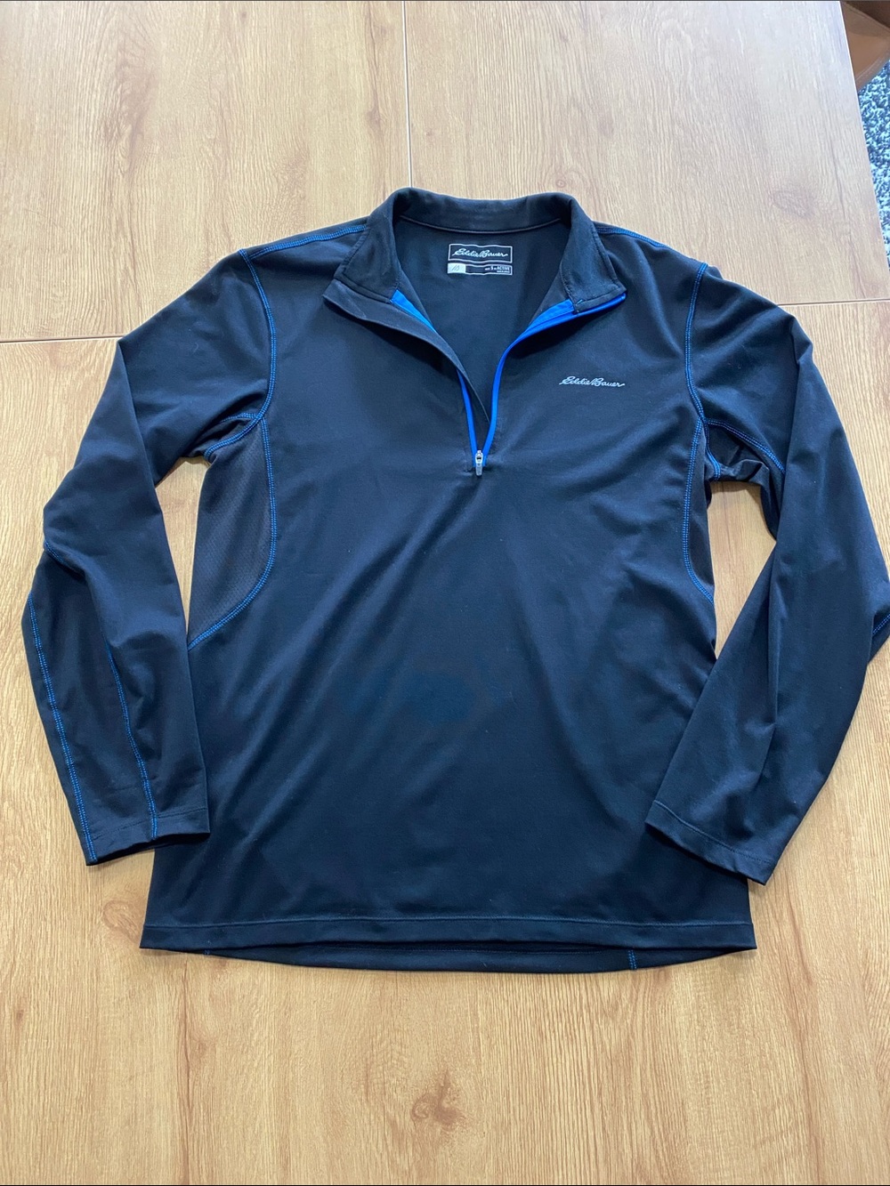 Eddie Bauer Black Performance Quarter-Zip with Blue Trim